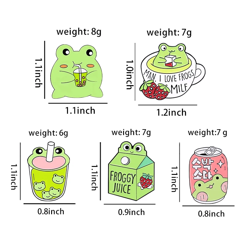 Froggy Enamel Pins Custom Cute Frog Coffee Mug Milk Juice Can Brooches Lapel Badges Animal Jewelry Gift for Kids Friends