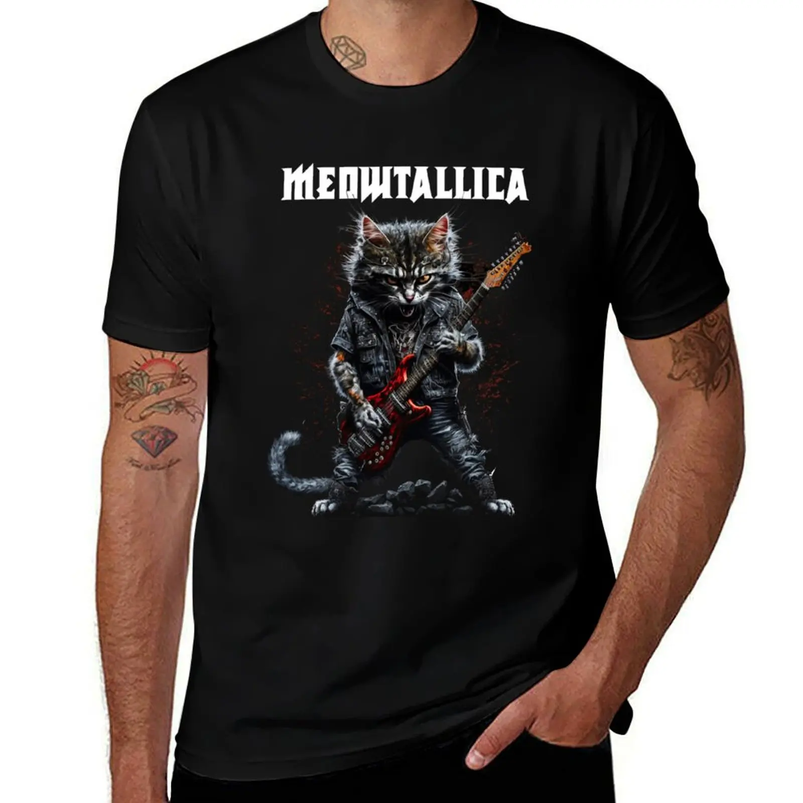 

Meowtallica T-Shirt man t shirts for men casual t shirt men 100% cotton luxury brand g man t shirts for men T-shirt