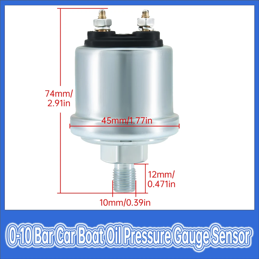 

Oil Pressure Sensor 0 To 10 Bar 1/8 Npt Generator Part 10mm Crew Plug Alarm Switch Mechanical Pressure Sensor for Car Motorcycle