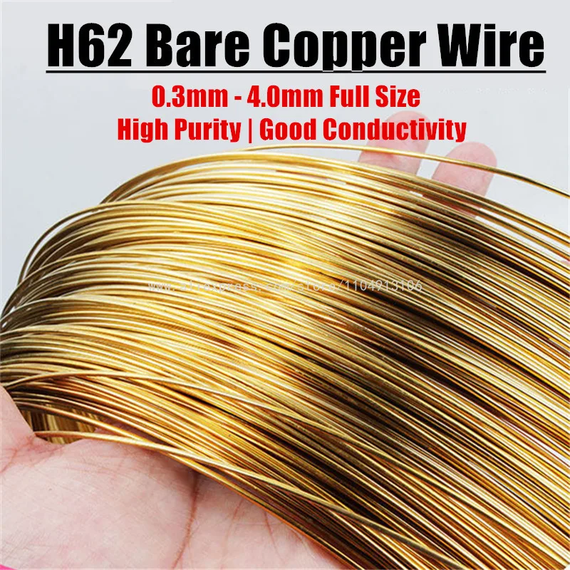 High Purity H62 Bare Copper Wire Solid Brass Wire 0.3mm-4.0mm Round Copper Wire For DIY Craft Electrical Welding Industrial Use