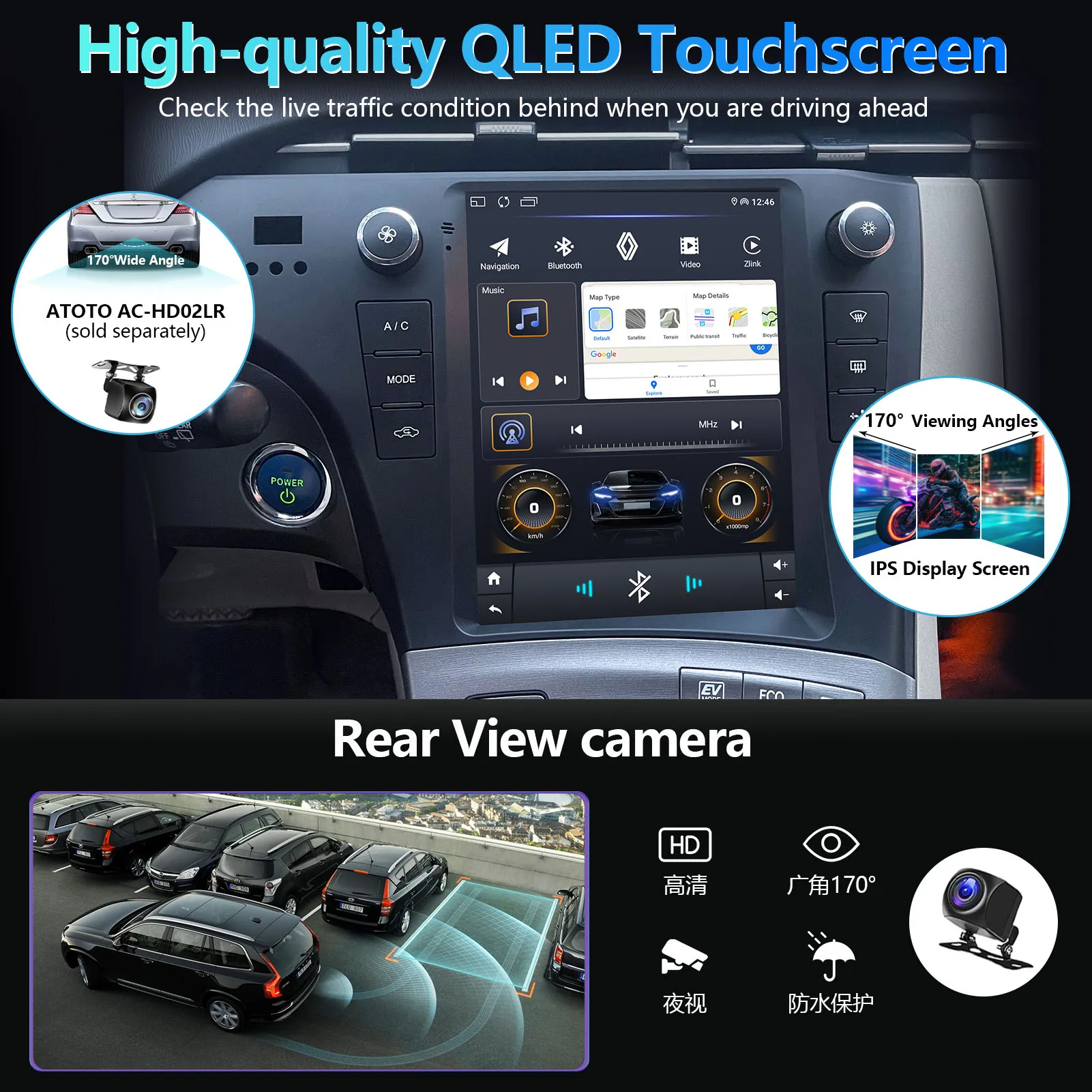 9.7 ''GPS الملاحة الإطار 4G Carplay أندرويد السيارات لتويوتا بريوس 2010-2013 أندرويد 13 BT راديو شاشة ستيريو مشغل وسائط متعددة