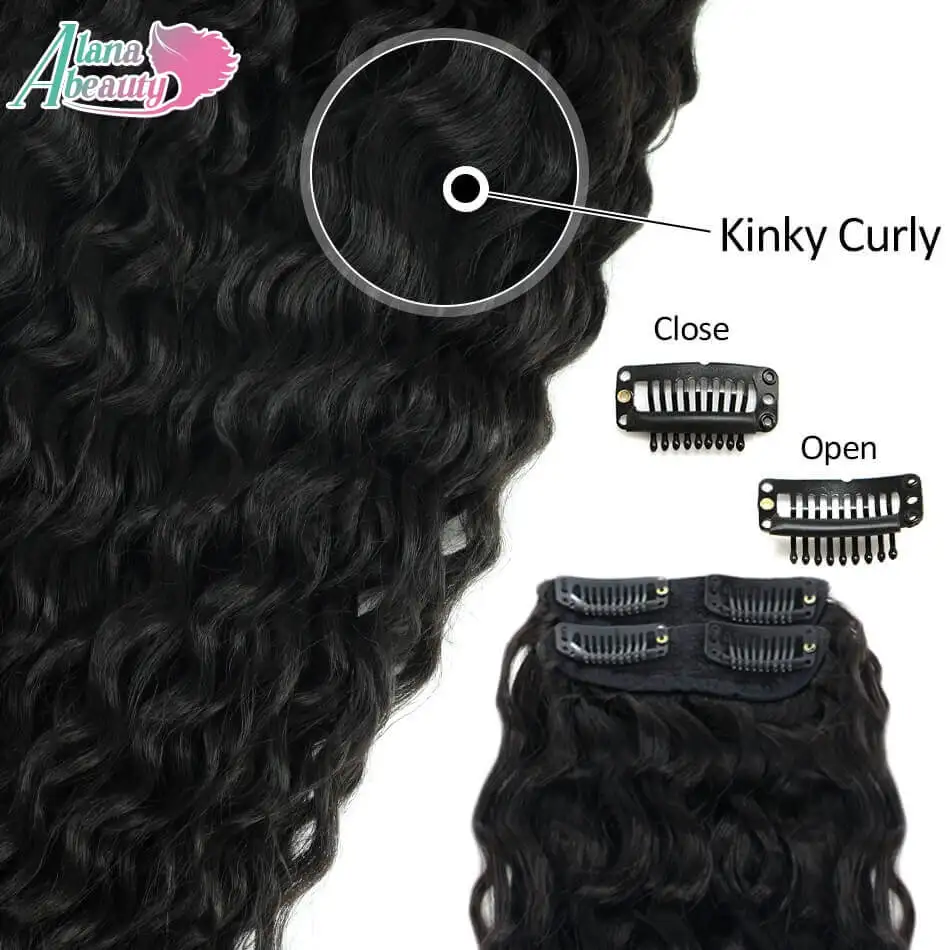 Alana 28inch Synthetic Long Water Curly Clip In Hairpieces Hair Extensions Kinky Curly Clip-in Hair Heat Resistant Organic Fiber