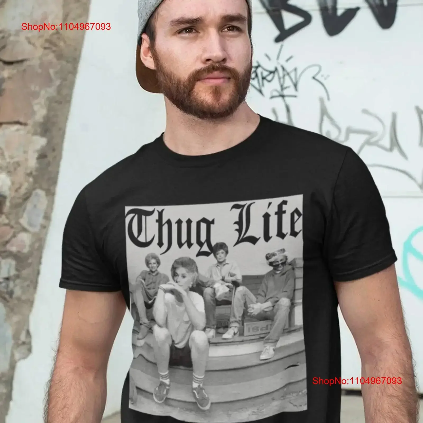 تي شيرت The Golden Girls Thug Life لمحبي أعياد الميلاد وعطلة عيد الميلاد وعتيق مغسول للجنسين أنيق وغير رسمي ملابس الشارع