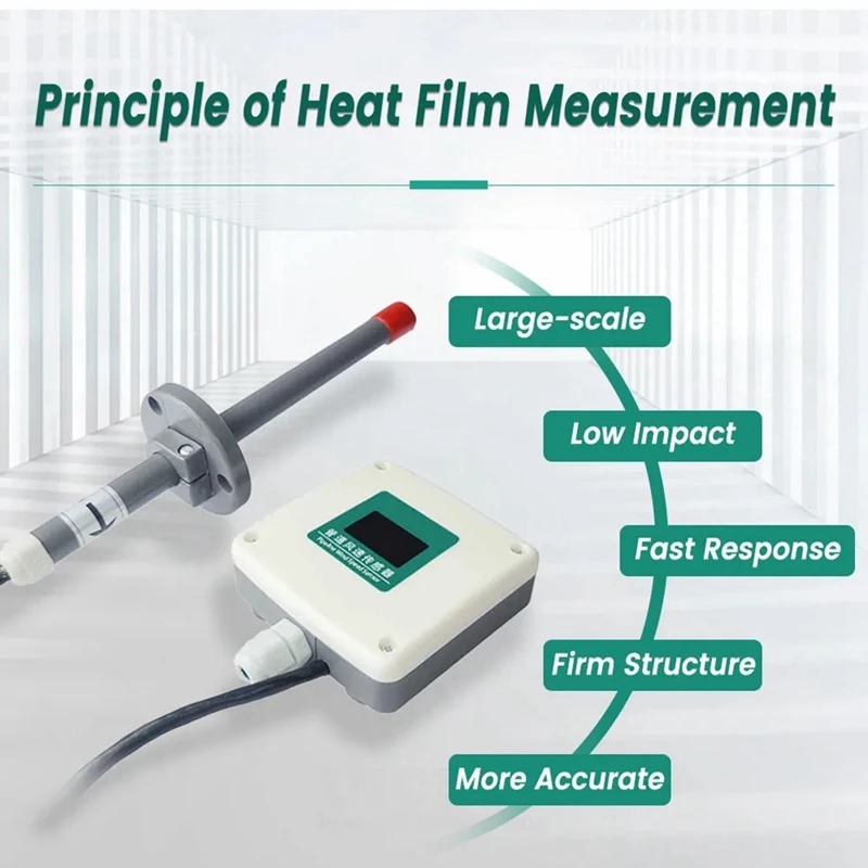 0-30 متر/الثانية أنابيب سرعة الرياح الاستشعار عالية الدقة السباكة سرعة الهواء قياس حجم الكاشف الارسال سهلة التركيب