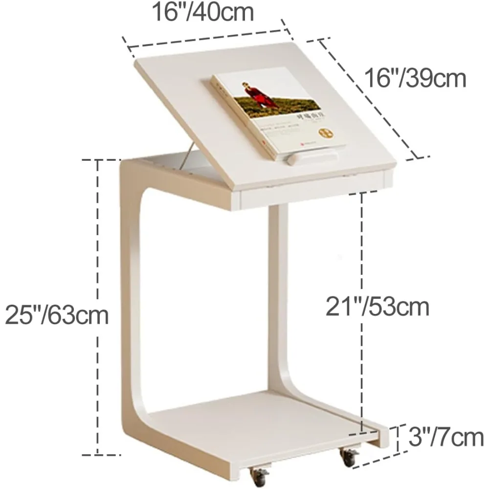 MovableCShaped SideTable, Laptop Holder Table,Desktop Angle Adjustable,Portable Side End Table for Over Bed Sofa Reading Eating