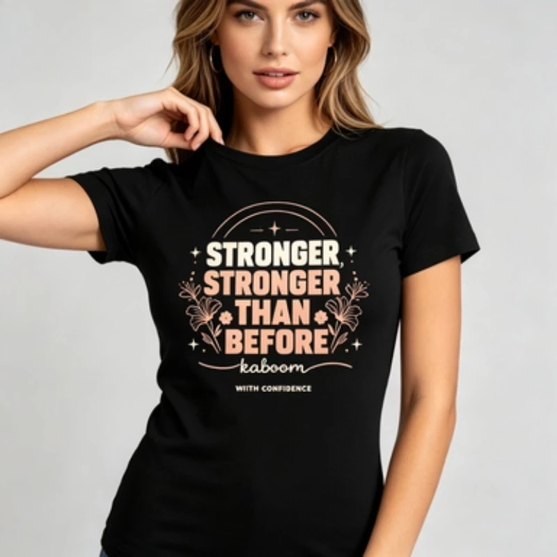 Crew Neck T‑Shirt,Empowering Women Vibe Graphic Tee,Retro Floral Text Art Short Sleeve Blouse For Women Street Casual Outfit