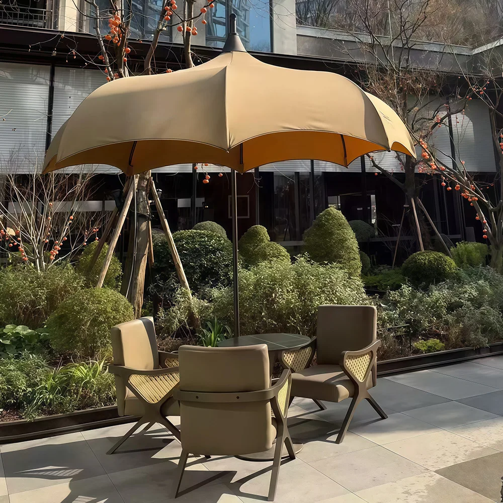 Cross-border Villa Courtyard Cafe Restaurant Sales Office Outdoor Sunshade Arc-shaped Watermelon Top Canopy Modern Simple Design