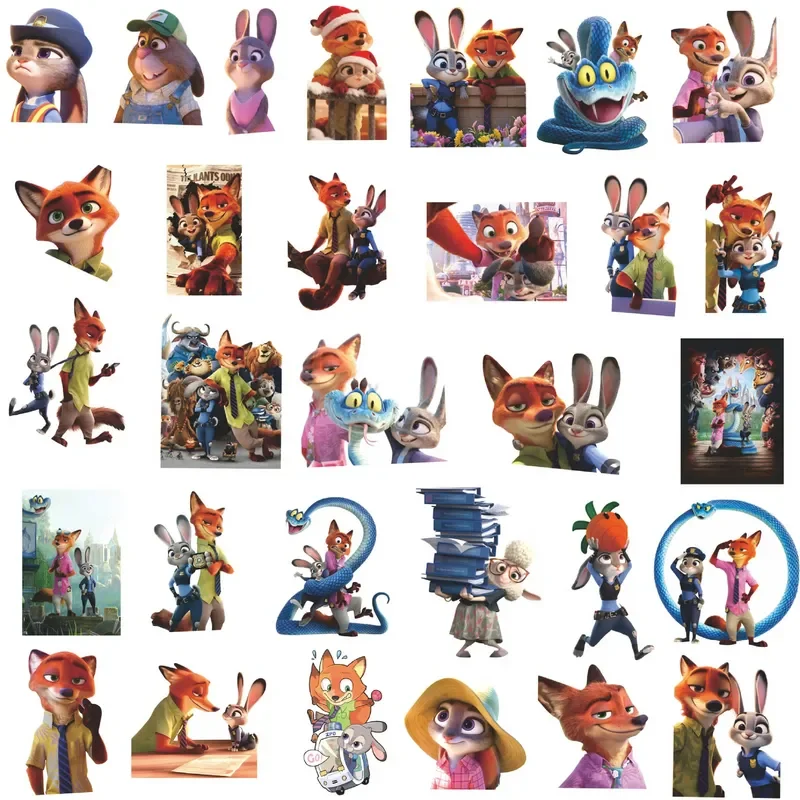 100 szt. Naklejek z kreskówki Zootopia 2, urocze naklejki anime do graffiti, do kreatywnych dekoracji, zabawek, majsterkowania, artykułów papierniczych, na notatnik, telefon.