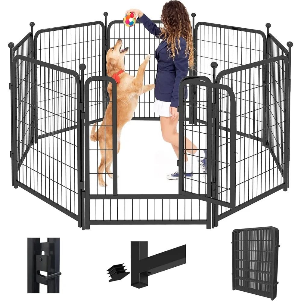 Dog Playpen, Heavy Duty Metal Portable Dog Pens, Indoor Foldable Dog Fence with Gates for Large/Medium/Small Pets Puppy Playpen