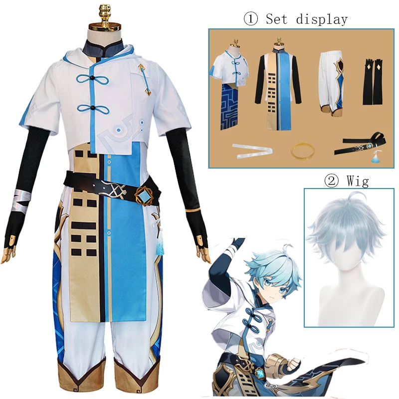 

Anime Game Genshin Impact Chongyun Uniform Outfit Cosplay Halloween Party Costumes Men Women Wig Cosplay Unisex Anime Carnival