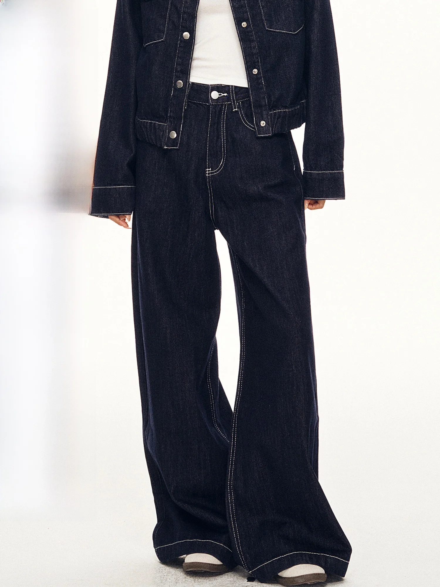 

Женские джинсы Deep Blue с широкими штанинами, высокой талией, новинка 2025 года, универсальные, свободные, стройнящие, в пол, в уличном стиле