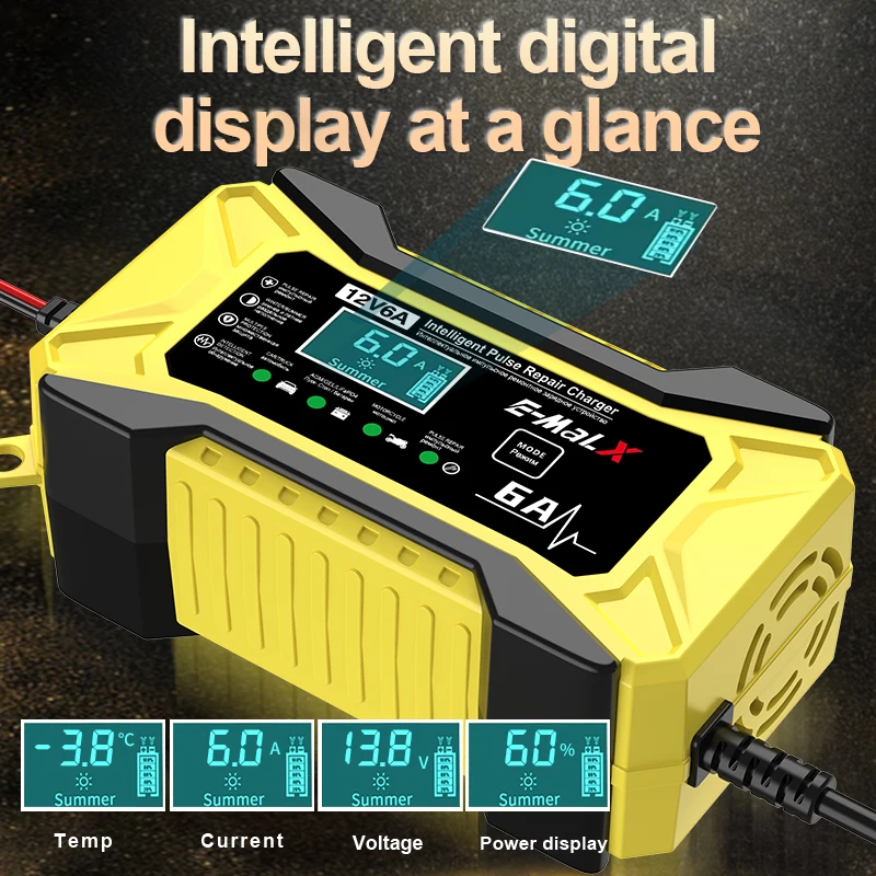 12V 6A Auto Batterie Ladegerät Für LiFePO4 Blei Säure AGM GEL EFB Smart Elektrische Motorräder Ladegerät 14,6V 6A Lithium-Batterie Reparatur