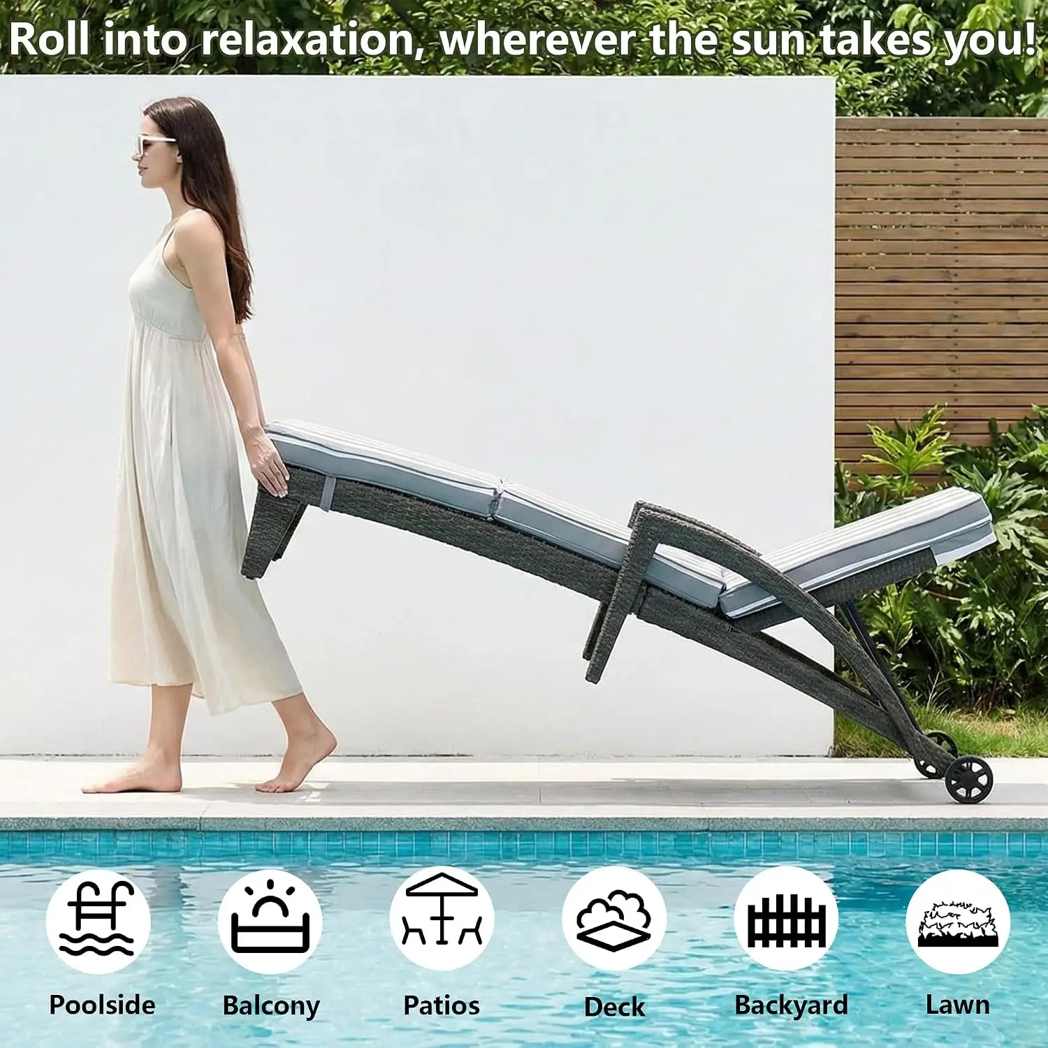 5-Position Adjustable Outdoor Chaise Lounge Set of 2, 80