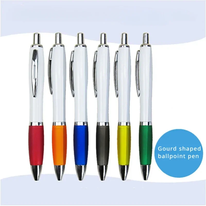 Lots 100pcs Business Promotion Ballpoint Pen Retractable Plastic Gourd Pen Black Blue Ink Pens For Custom Logo