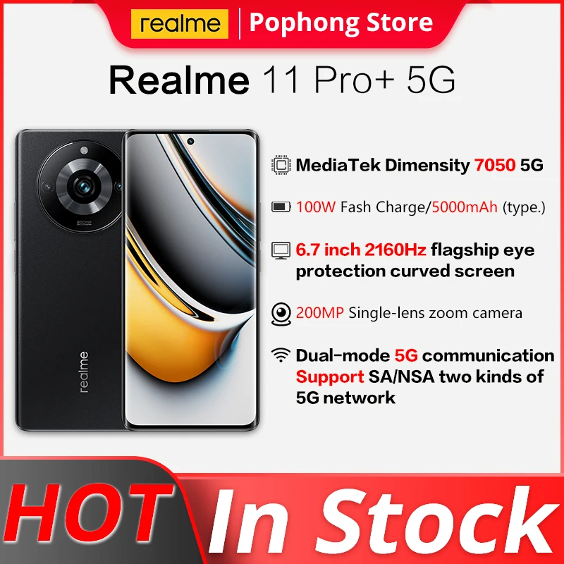 Global Rom Realme 11 Pro+ Plus 5G 6.7 inch OLED Curved Screen Dimensity 7050 Ocat Core 100W SmartFlash charge 5000mAh