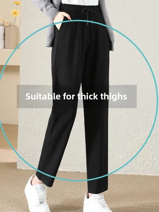 

Slimming High Waist Wide Leg Harem Pants Women's Spring Summer New Style Korean Loose Casual Seven-Foot Nine-Piece Pants