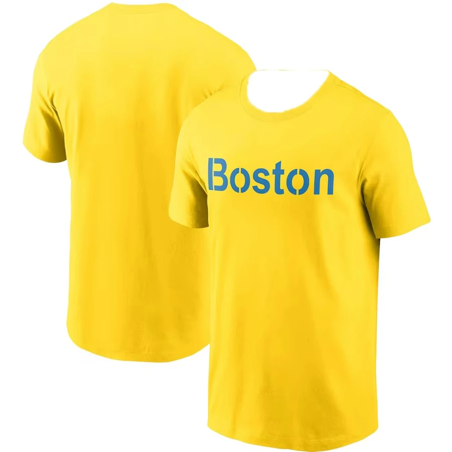 

Gold Boston Red Socks City Connection Logo T-shirt Women Comfortable Clothing Women Summer Sports T-shirt Quick Drying Tops
