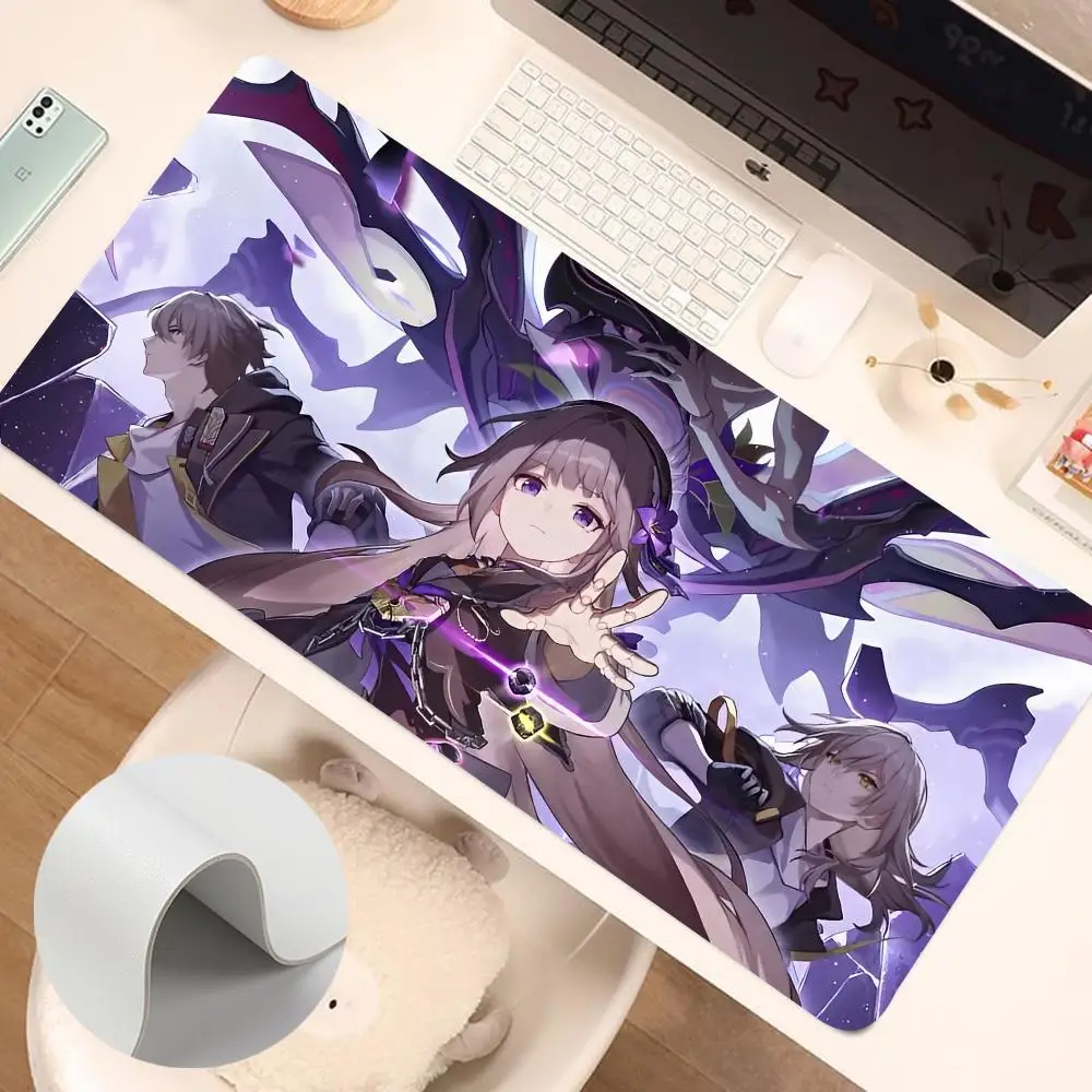 H-honkai-Star Rail Mouse Pad, mouse pad, tapete de couro, acessórios para jogos para PC, dupla face PU Desk Mats, tapete antiderrapante