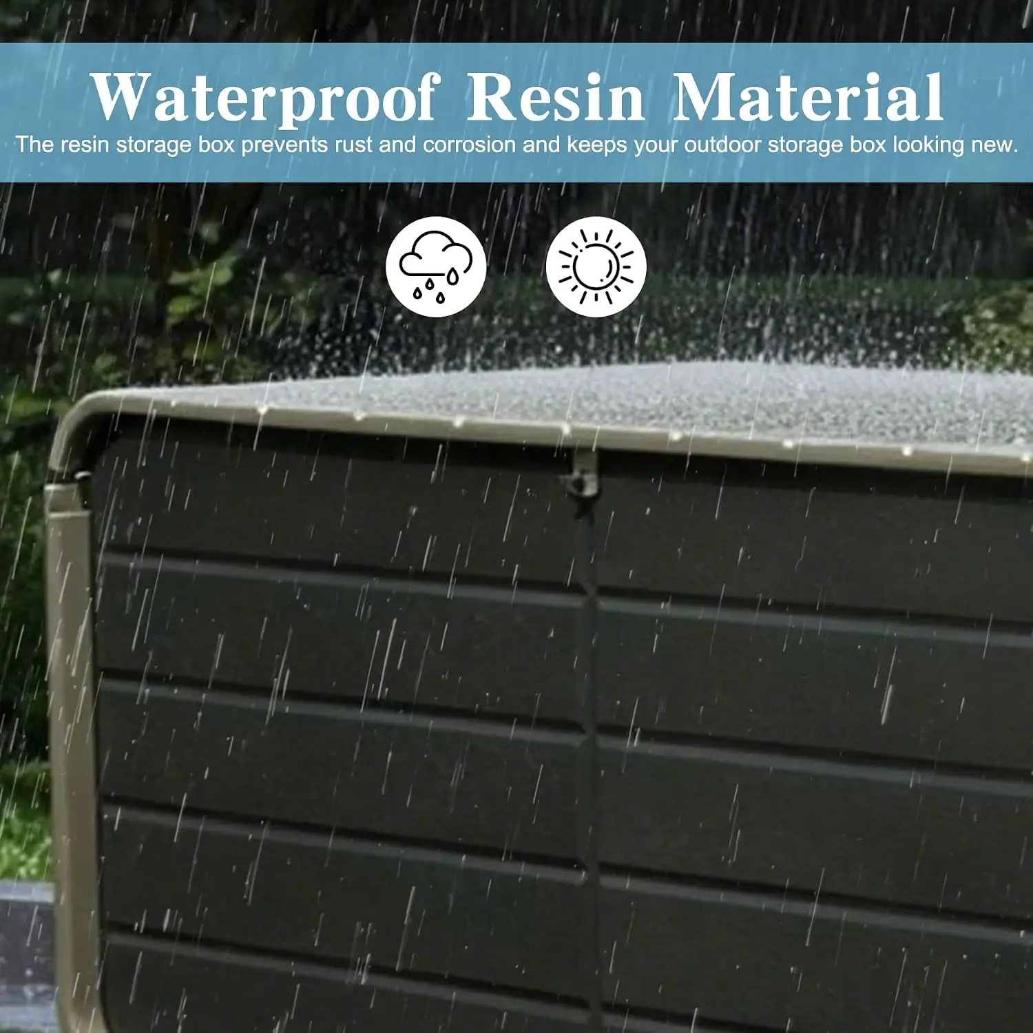 Indoor Outdoor Storage Box 200 Gallon, Large Waterproof Resin Deck Box Organizer Container With Lockable Lid Support, Heavy Duty Weather Resistant Poolside Patio Garden Cushion Bench Cabinet, Gray view 3