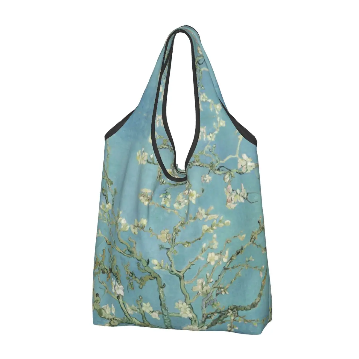 Almond Blossoms By Vincent Van Gogh Groceries Tote Shopping Bags Kawaii Flowers Painting Shoulder Shopper Bags  Handbag