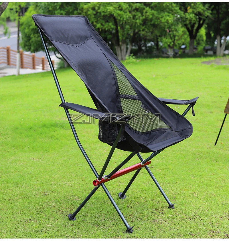 High Back Camping Chair, Portable Folding Chair with Cup Holder, Arm Rest, & Carry Bag; Supports up to 150kg, Black/Gray/Beige