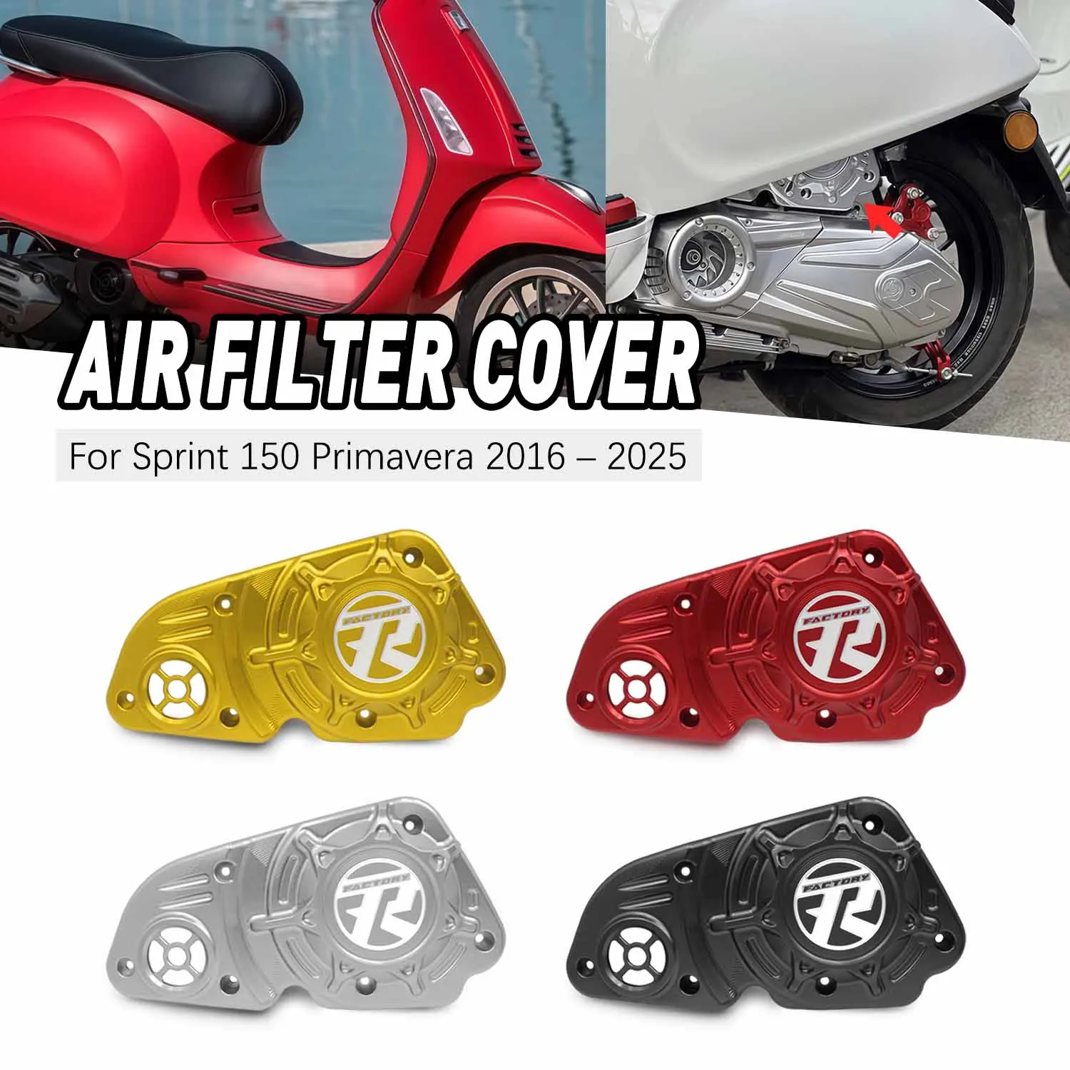 

Air Filter Cover Air Elements Guard Protector For Vespa Sprint Primavera 150 2016-2023 2024-2025 Motorcycle Parts
