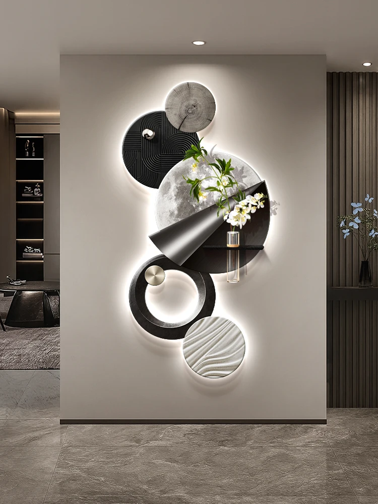 

With Light Entrance Decoration Painting Facing The Door Artistic hanging painting high-end feeling corridor abstract mural light