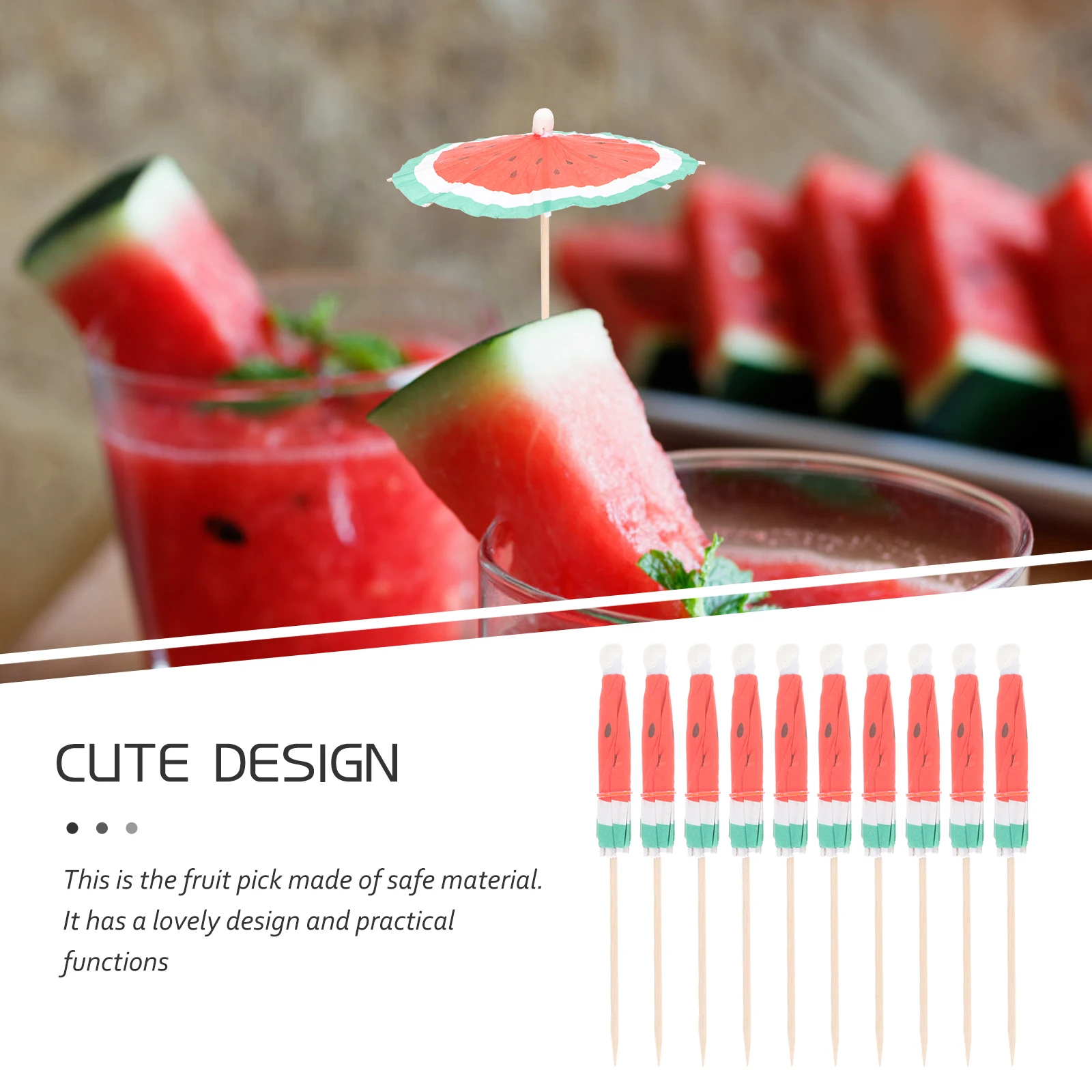 

100pcs Wooden Cocktail Picks Decorative Hawaiian Umbrella Fruit Sticks Garnish Food Party Supplies Drinks Ice Cream S wiches