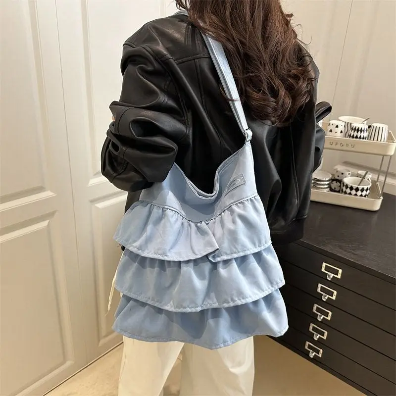 2025 New Sweet Lace Tote Bag Korean Style Summer Fashion Large Capacity Ballet Style Casual Crossbody Bag for Young Women