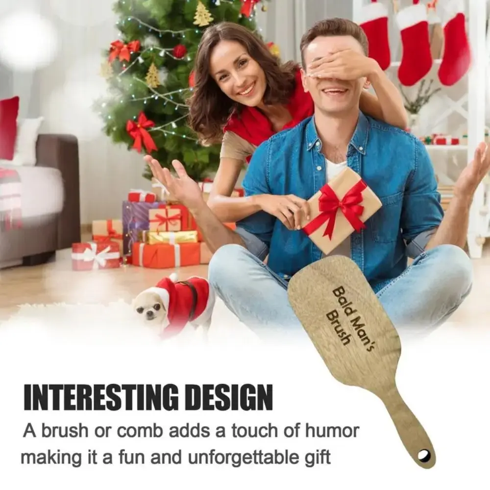Wooden Comb Bald Man Comb Novelty Design Scratch-Free Bald Man Brush Hairless Comb Easy-Grip Hair Buffer Grooming Tool
