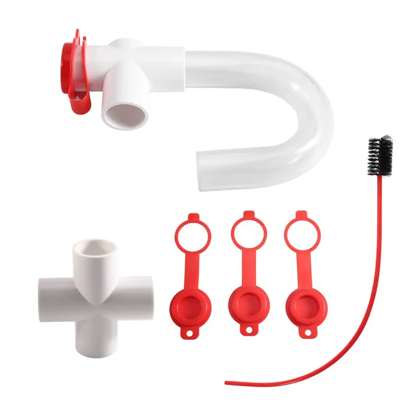 ABUD-3/4 Inch HVAC Condensate Trap U-Shape AC Drain Line Trap With Cleaning Brush For Air Conditioner Drain System