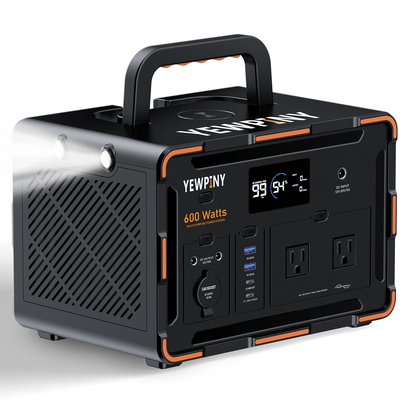 EM600 Portable Power Station, 599Wh Battery Backup, Solar Generator with Wireless Charging, USB-C, for Outdoor & Home