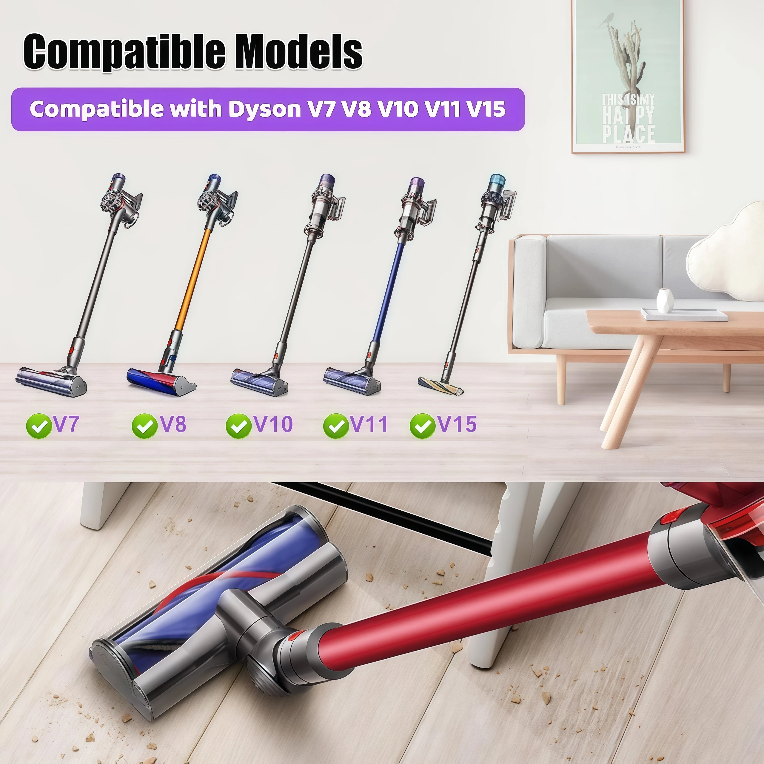 Brush Compatible with Dyson V15 V8 V10 V11 V7 Vacuum Cleaner Animal Absolute Models Accessories for Spare Parts for Clean Head