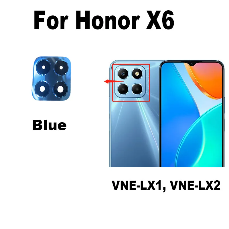 1PCS For Huawei Honor X6 5G Rear Back Camera Glass Lens Cover With Frame Cover Ahesive Sticker Replacement