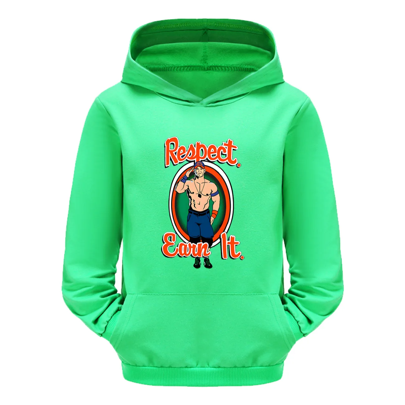 Never Give Up John RESPECT Earn It Толстовка с графическим принтом для мальчиков и девочек, пуловер, топ, брюки, детская борцовская одежда в стиле Харадзюку