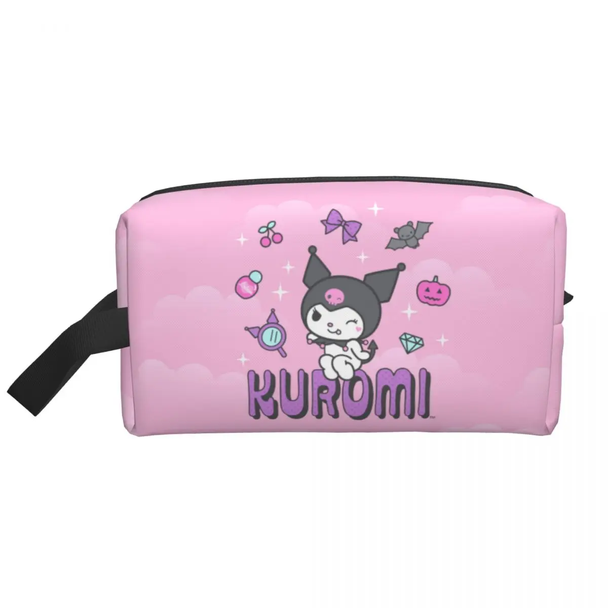 Custom Cartoon Kuromi Skull Makeup Bag for Women Travel Cosmetic Organizer Kawaii Cute Rabbit Anime Storage Toiletry Bags