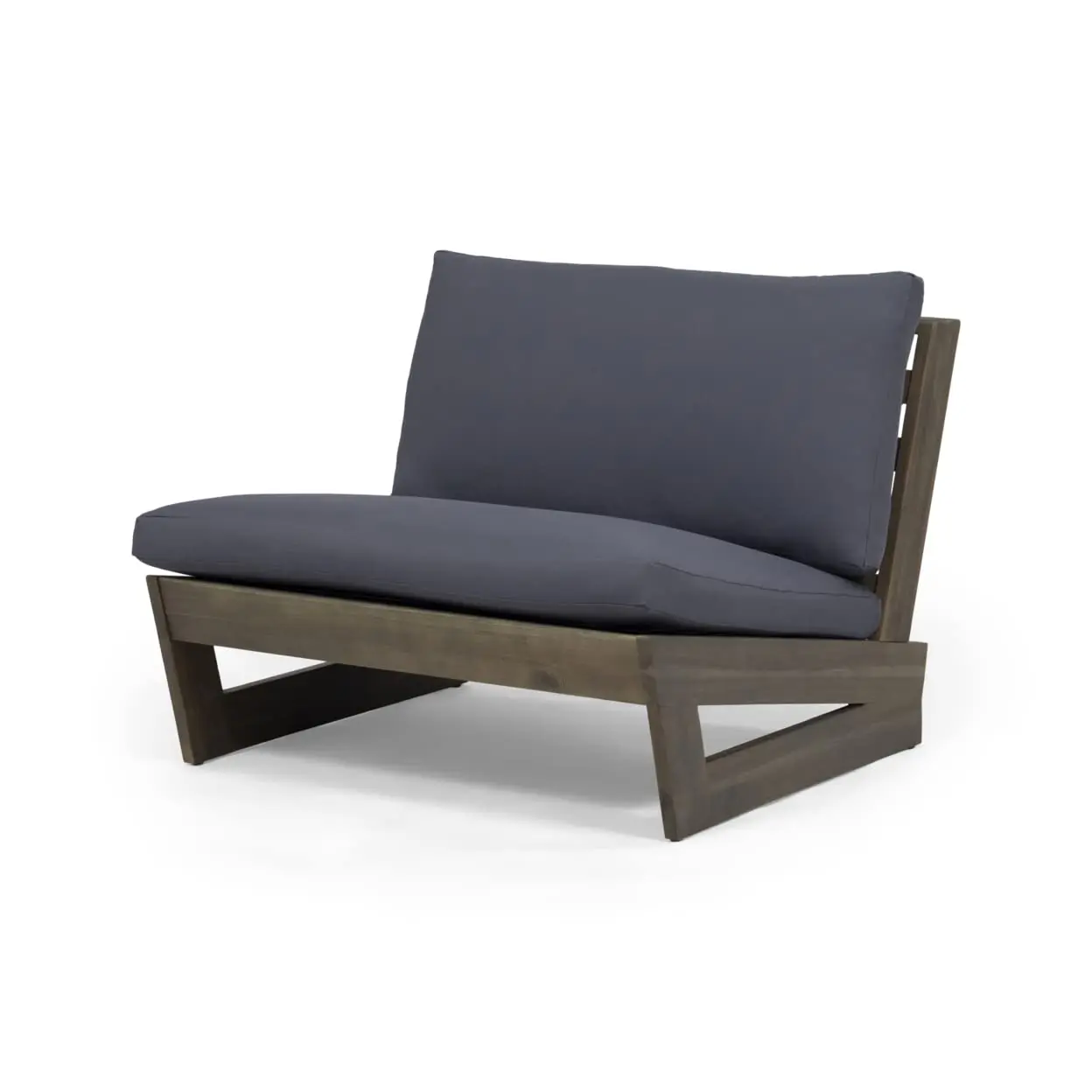 Outdoor Acacia Wood Club Chair with Cushion Set of 2 Gray & Dark Gray, Customized