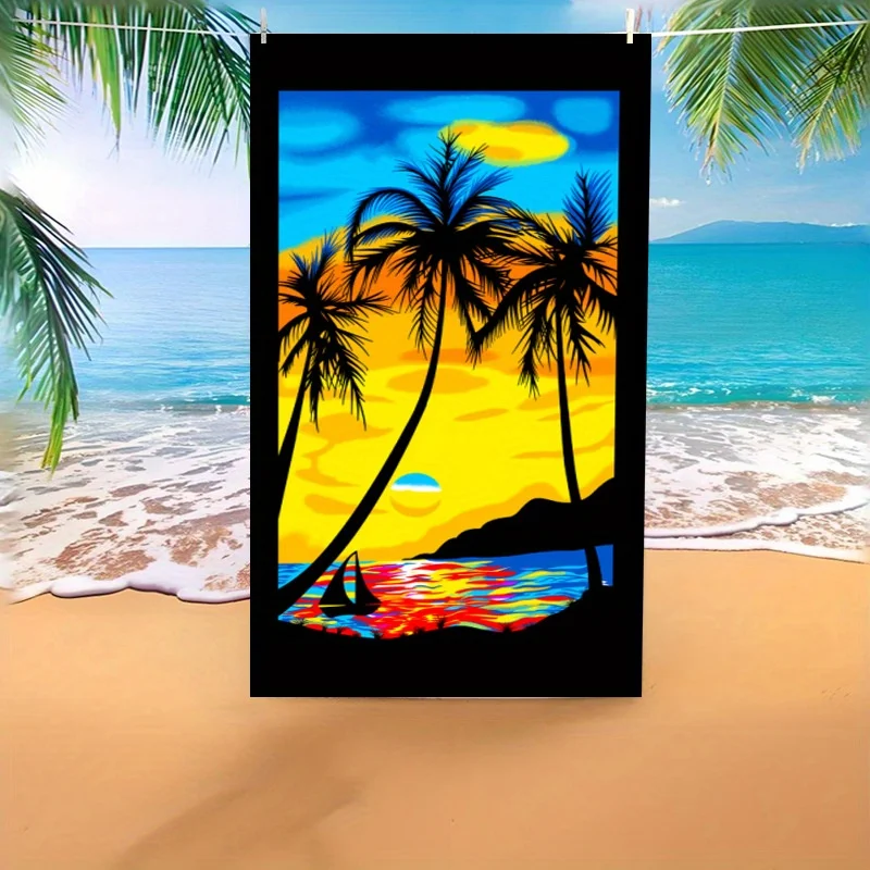 

Beach Towel Palm Tree Printed Pattern Sun Protection Windproof Suitable for Swimming Pool Camping Travel Blanket