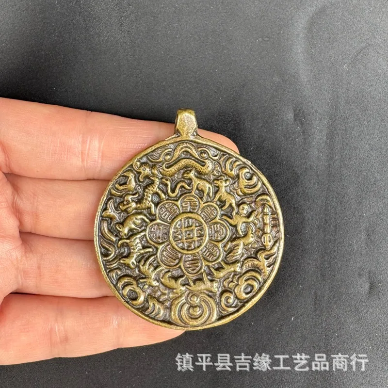 Brass Nine Palaces and Eight Trigrams Tibetan-style accessories, antique-style Nine Palaces pendant, ethnic-style ornament