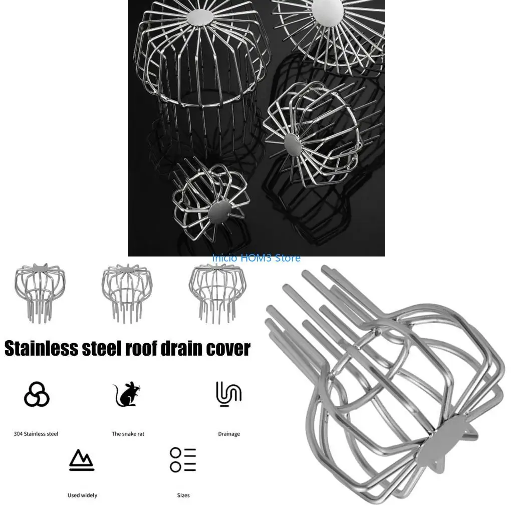 A5YD Strong Steel Gutters Drain Cover Meshing Debris Guards Easy Installation Drain Filters for Downspout Clog Prevention