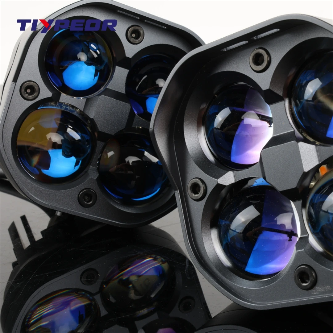 TIYPEOR 40W Motorcycle Spotlight 48W 10-36V DC IP68 Waterproof Aluminum Alloy High/Low Beam Lamp  CREE XML3 LED