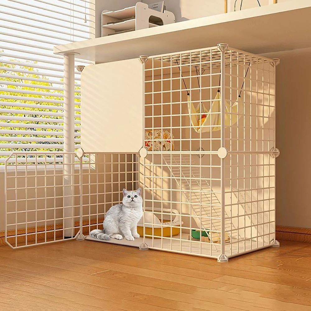 Cat Cage House Warm Winter Home Plastic DIY1-2 Cat Multi Story Villa Large Free Space Cat Cage for Travel Portable Storage