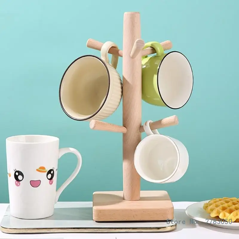 Standing Cup Holder Wooden Cup Drain Holder Household Cups Teas Cups Upside Down Novel Mug Storage Racks Cup Holder