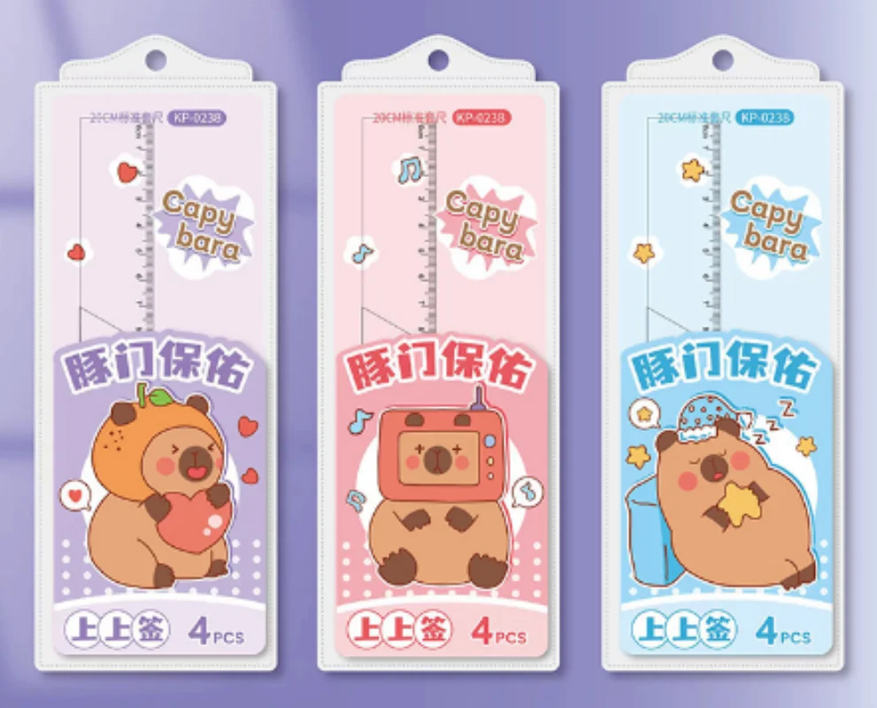 

24set/lot Kawaii Capybara Ruler Set Creative Drawing Tool Bookmark Promotional Stationery Gift School Supplies