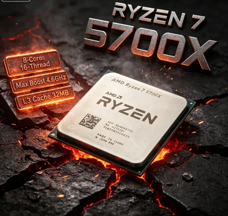 Cost Effective AM4 System Renew Tray CPU AMD R7 5700X Zen3 Low Heat 65W Socket AM4 DDR4 Desktop Processor Without Fan