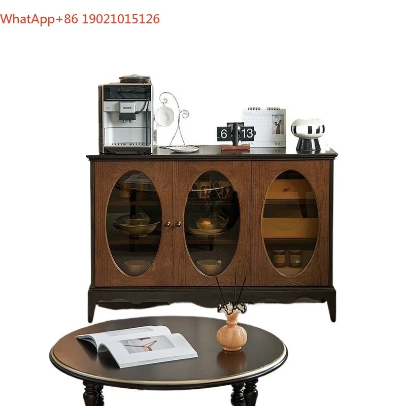 

LXY simple household retro solid wood dining side cabinet living room wall storage medium antique storage cabinet