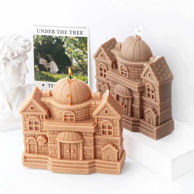 15cm European style castle candle silicone mold house building cake chocolate silicone mold soap mold castle resin gypsum mold