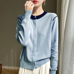 Thin Crew-Neck Women's Small Cardigan Texture Premium Wool + Mulberry Silk Cool Air Conditioning Sunscreen Shirt