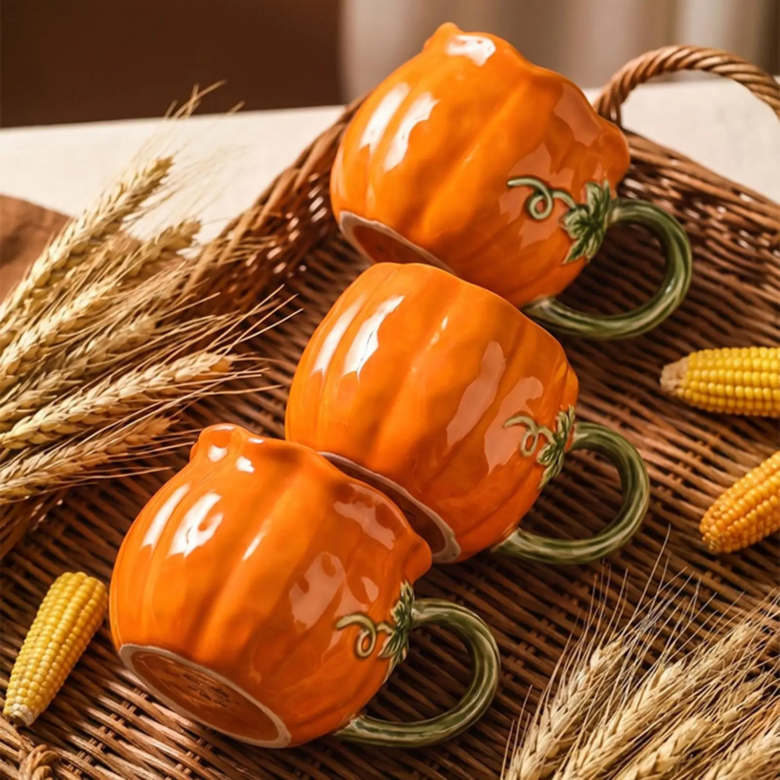 Cute Pumpkin Cup Realistic Pumpkin Mugs Porcelain Tableware Drinking Utensils Coffee Cups Mugs Coffee Cups Afternoon Tea - view 3