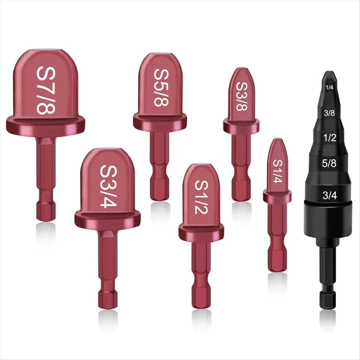 【TODAY-BUY】7Pcs Swaging Tool Drill Bit Set,Pipe Expander Tool,1/4in, 3/8in,1/2in,5/8in,3/4in,7/8in Hexagonal Copper Tubing Tool